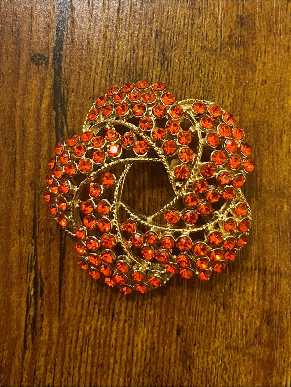 Albert Weiss Gold Brooch with orange Rhinestones
